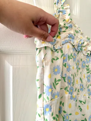 BNWT ZARA Pastel Floral Satin Sweetheart Ruffle Strap Mini Dress thumbnail 12