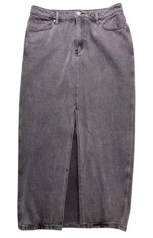 West of Melrose Denim‎ Maxi Skirt Womens 30 Gray Front Slit High Rise Long Jean thumbnail 1