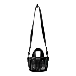 Zara Mini Crossbody Bag Black Faux Leather Studded Top‎ Handle Tote Purse City thumbnail 2