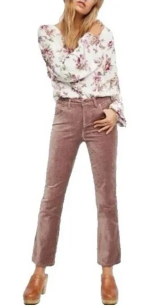 Free People Velvet Crop Flare Pants‎ Size 30 Brown Bronze Boho thumbnail 1