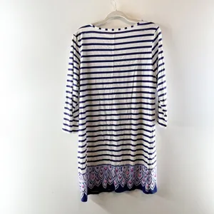 Lilly Pulitzer Beacon 3/4 Sleeve Cotton Striped Mini Tee Shirt Dress Blue XL thumbnail 4