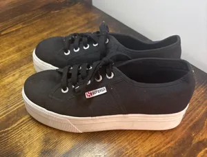 Superga‎ Black Platform Sneakers Women Size 7.5 thumbnail 1