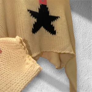Edikted Cream Cropped Knit Sweater with Black Star thumbnail 5