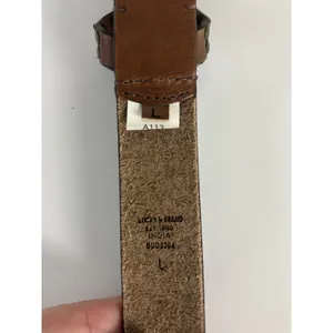 Lucky Brand Studded Leather Belt Women’s L Brown Brass Tone Buckle Boho Western thumbnail 6