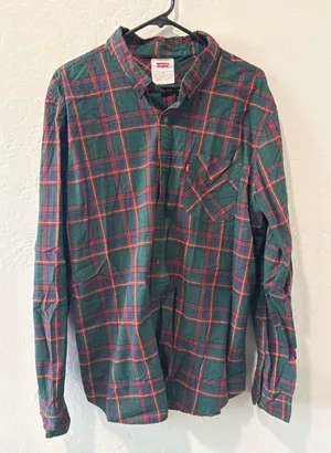 Levi Strauss & Co Green & Red with Yellow Long Sleeve Button Up thumbnail 1