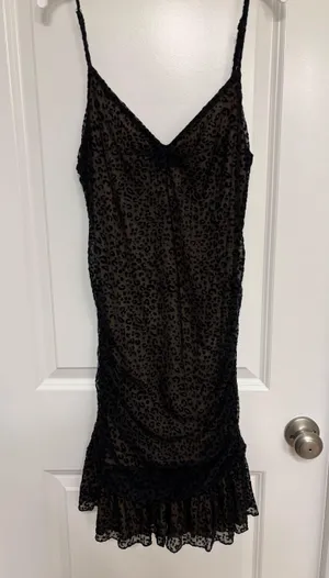 Black Mesh Cheetah Print Dress thumbnail 1