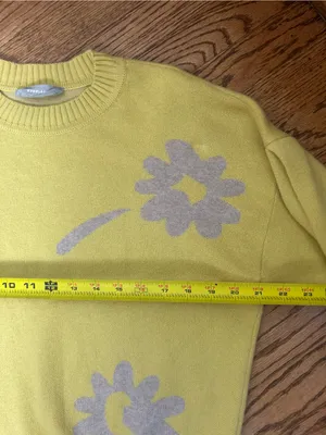 EVERLANE Floral Cotton Merino Wool Crew Neck Puff Sleeve Sweater Size M thumbnail 8