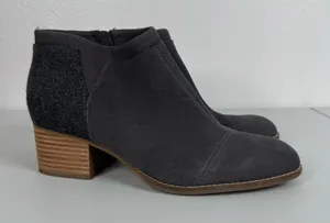 Toms Gray Suede‎ Ankle Boots Size 8 thumbnail 1
