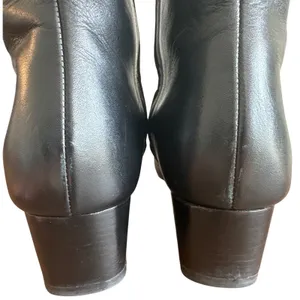Tory Burch Moto Wrap Wedge Riding Boots Black Leather Gold Logo Size 8 thumbnail 5