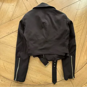 Club Monaco Black Scuba Moto Lacarrah Jacket Belted Size S/P thumbnail 9