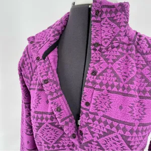 Eastern Mountain Sports Purple Fleece Jacket Hiking Geometric Aztec Pullover Size S thumbnail 5