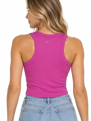 Nike One Pink Fitted Women's Dri-FIT Cropped Tank Top Small thumbnail 2