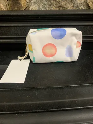 Mad Hippie Mini Cosmetic Bag White Multicolor Dots Travel Makeup Pouch Zip Case thumbnail 4