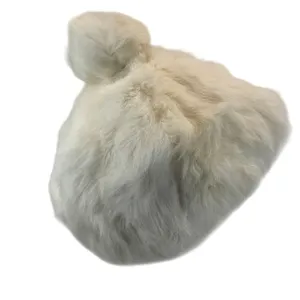 Vintage Rabbit Fur Hat Pom Beanie Cap Cream White Winter Ski Glam Y2K Luxe Fuzzy thumbnail 10
