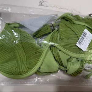 Zaful NEW Green Bikini Sets 2 Pc Swimsuits Cheeky Ribbed Underwire Bathing Suit S thumbnail 4