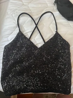 Olive Tree Black Sequin Top thumbnail 3