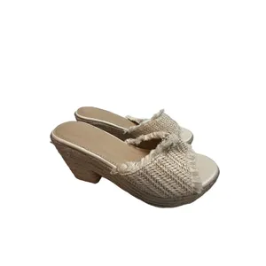 Espadrille Platform sandals off white braid detail ivory sandal sz8 (no tag) thumbnail 9