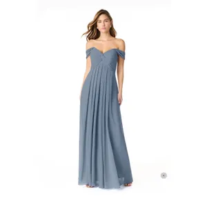 New Azazie Kaitlynn Twilight Blue Empire Ruched Chiffon Convertible‎ Dress 14 thumbnail 3