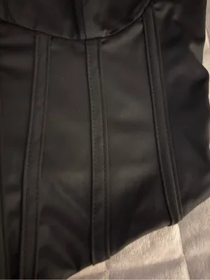 Women’s Black Satin Corset Crop Top Size M thumbnail 10