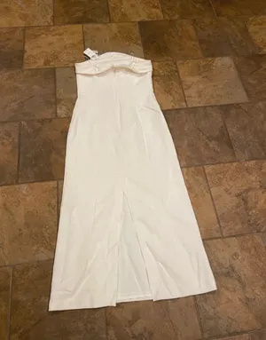 Abercrombie & Fitch White Bodycon Strapless Midi Dress thumbnail 5