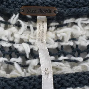 Free People Striped Eyelash Knit Sweater Navy Cream Scoop Neck Womens Medium thumbnail 5