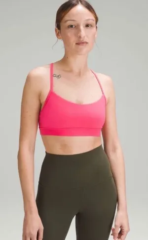 LULULEMON Flow Y Bra Nulu *Light Support A-C Cup Size 8 Sport Bra Pink‎ thumbnail 1