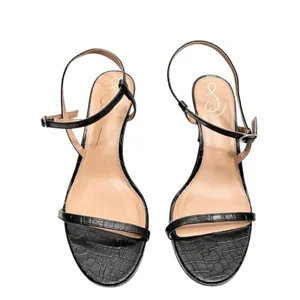 Sam‎ Edelman Sandals Size 9.5 Black Croc Embossed Dara Open Toe Ankle Strap thumbnail 3
