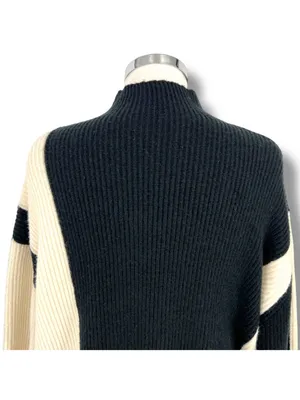Commense Miss Paris Black White Colorblock Minimalist Knit Sweater Size Small thumbnail 9
