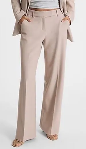 EXPRESS Editor Boot Mid Rise Dress Trouser Pant Size 6 Cream Khaki thumbnail 1