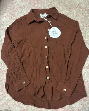 Princess Polly Button Down Shirt brown thumbnail 1