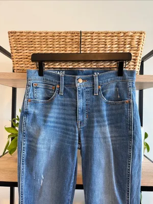 J. Crew Mid-Rise Vintage Slim Straight Raw Hem Ankle Jeans, 27 thumbnail 2