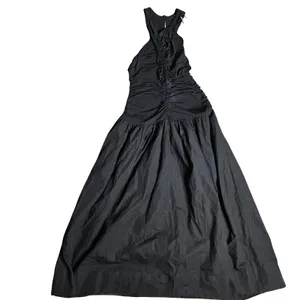 Anthropologie Halter Drop-Waist Midi Dress in Black Size: L thumbnail 2