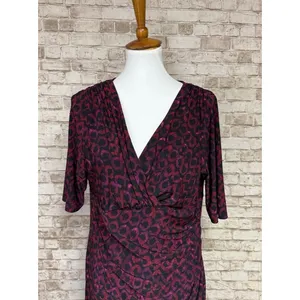 Lauren Ralph Lauren Womens Faux Wrap Dress Size XL Geometric Red‎ Black Ruched thumbnail 2