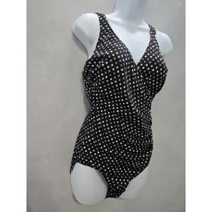 Kirkland Signature Polka Dot 90s One Piece Swimsuit Beach Vacation Resort Goth Boho Black Large 12 thumbnail 3