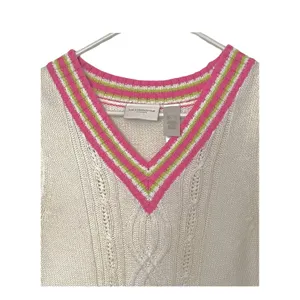 Liz Claiborne Sweater Vest Size S White Sleeveless V-Neck Preppy Vintage Y2K thumbnail 5