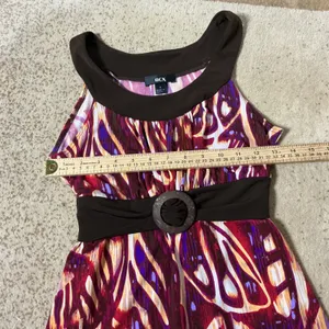 BCX Boho Abstract Print Tunic Top Womens Small Brown Magenta Y2K Empire Waist thumbnail 3