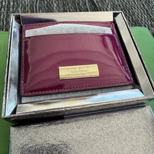 Kate Spade Card Holder Kenzie Metallic Saffiano Lunar NWT Gift Shopping Bag Plum thumbnail 3