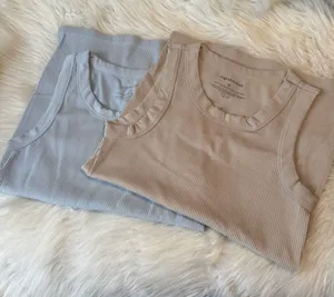Ingrid & Isabel Ribbed Tank Tops Set of 2 Blue Tan Size M thumbnail 1