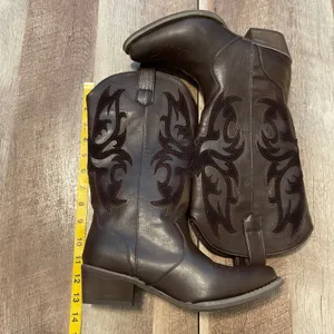 SHEIN‎ Womens Cowboy Boots Brown Western Faux Leather Embroidered Size 7 thumbnail 5