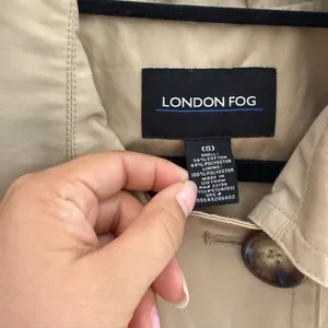 London Fog women’s khaki color Double-Breasted Trench Coat no belt size Small thumbnail 5