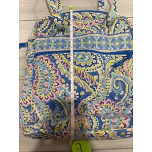Vera Bradley Quilted Cotton Tote Bag Blue Purple Paisley Zip Shoulder Bag thumbnail 5