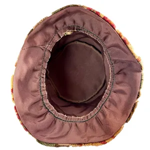 Vintage Handmade 60s Chenille Carpet Floral Tapestry Hat Go-Go Grunge Bucket EUC thumbnail 8
