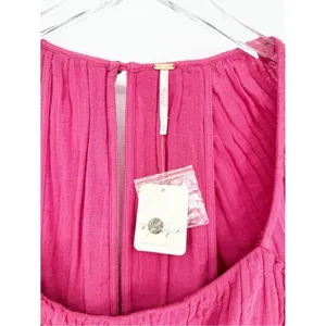 NWT Free People Clea Tie Back Mini‎ Dress Women's S Pink Boho Chic thumbnail 7