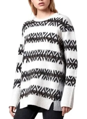 All Saints Catalina Jumper Sweater Women XS Ivory‎ Gray Wool Alpaca Knit Nordic thumbnail 1