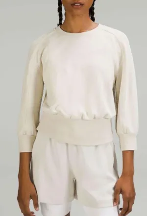 Lululemon Softstreme Ribbed-Hem Pullover‎ Sweatshirt Natural Ivory size 6 thumbnail 1