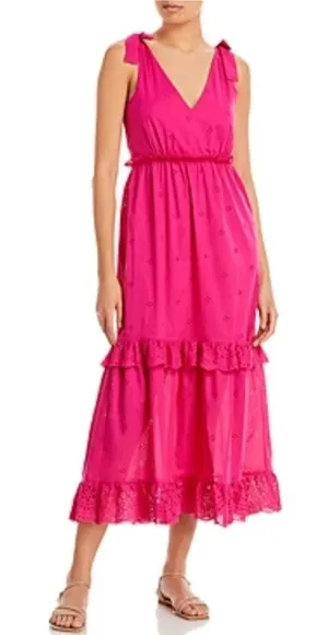 AQUA Eyelet Midi Dress Sz XS thumbnail 1
