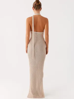 NWT Peppermayo Carryn Knit Maxi Dress S/M Beige Euro Summer Resort It Girl Beach thumbnail 6