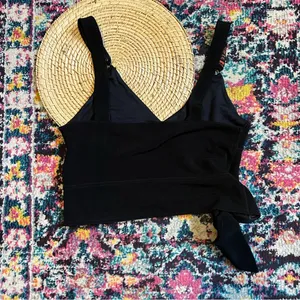 Free People Paisley Tie Hem Crop Top Sleeveless Womens Large Black thumbnail 3