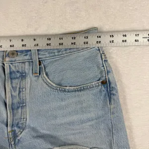 Levis Premium 501 Original Light Wash High Rise Cut Off Denim Shorts Womens 26‎ thumbnail 4
