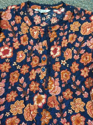 The Pioneer Woman XL Floral Pleated Ruffle Henley Blouse Boho NWT thumbnail 8